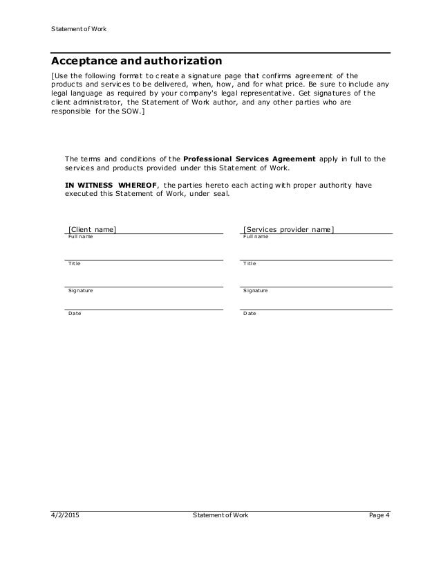 how to create a statement of work