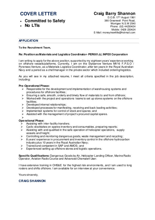Cover Letter Craig Barry Shannon 2015