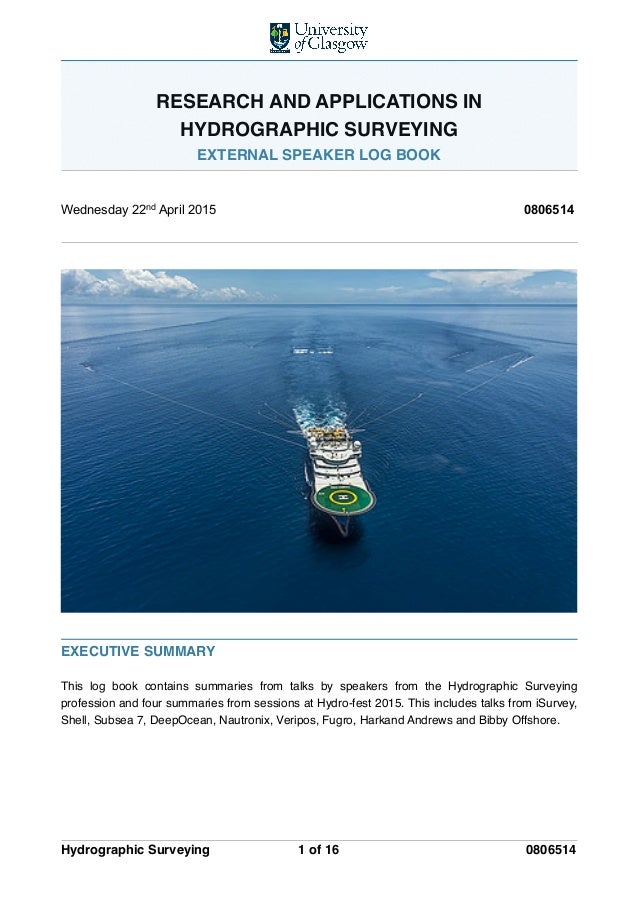 A Log Book Of Hydrographic Survey Presentations - 