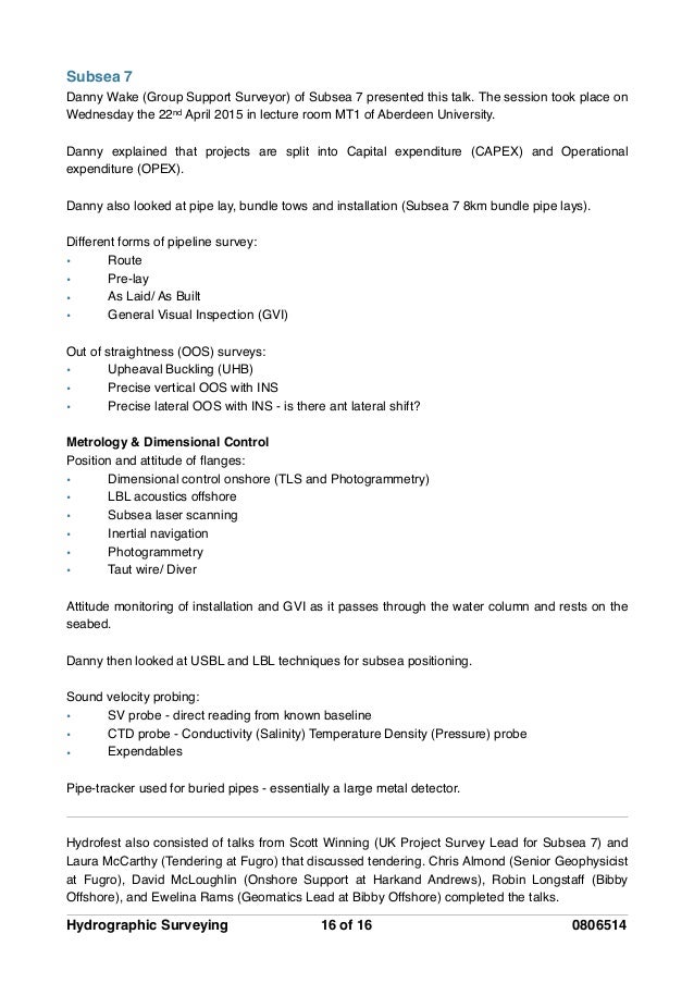 A Log Book Of Hydrographic Survey Presentations