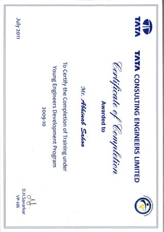 2009-10 Traning completion certificate TATA