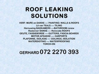 ROOF LEAKING SOLUTIONSs | PPS