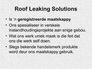 ROOF LEAKING SOLUTIONSs | PPS