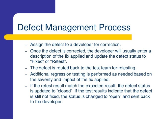 defect tracking and management