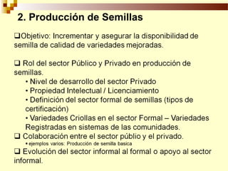 Definición de politica de semillas y sus elementos, Por Wilson Hugo -FAO