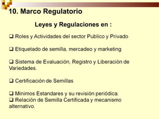 Definición de politica de semillas y sus elementos, Por Wilson Hugo -FAO