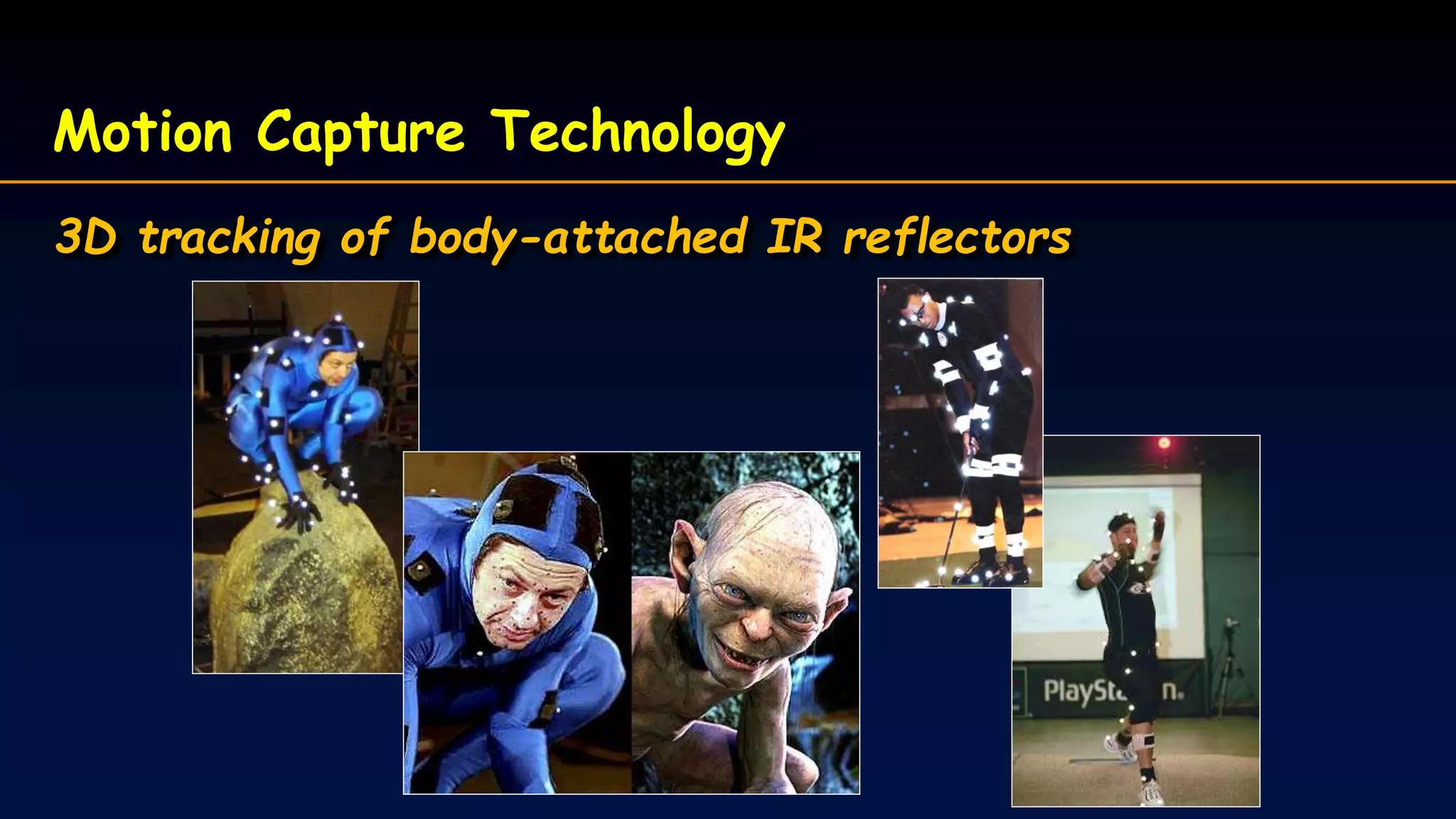 Motion Capture Technology
3D tracking of body-attached IR reflectors
 