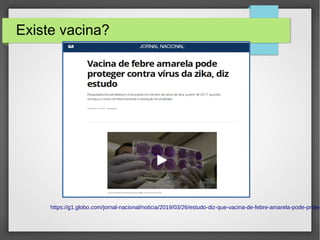Existe vacina?
https://g1.globo.com/jornal-nacional/noticia/2019/03/26/estudo-diz-que-vacina-de-febre-amarela-pode-proteg
 