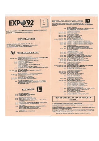 Programa del 1 de octubre de EXPO 92