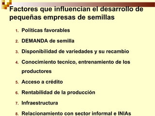 Desarrollo de sector semillerista con pequeñas empresas, Por Wilson Hugo - FAO