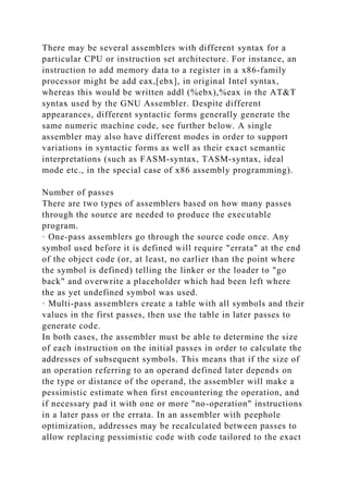 1 Describe different types of Assemblers.Assembly language.docx