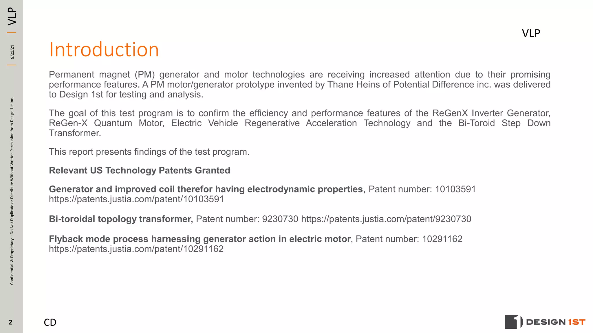 Design 1st Performance Confirmation Testing 2021 09-21 RE: Potential ...
