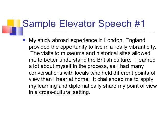 elevator speeches samples