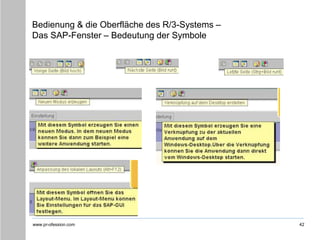 www.pr-ofession.com
Bedienung & die Oberfläche des R/3-Systems –
Das SAP-Fenster – Bedeutung der Symbole
42
 