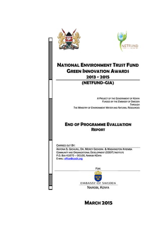 Embassy of Sweden - NETFUND END OF PROJECT EVALUATION REPORT | PDF