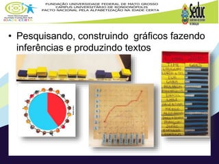 • Pesquisando, construindo gráficos fazendo
inferências e produzindo textos
 