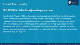 About The Faculty
Bill Schick - billschick@meshagency.com
Over the last 20 years, Bill has developed a unique approach to ...