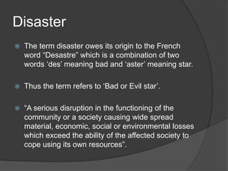 Concept of Disaster
