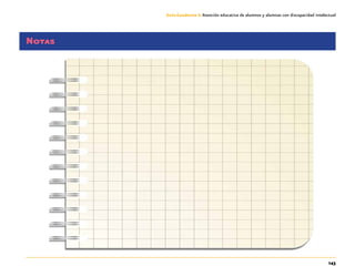 143
Guía-Cuaderno 3: Atención educativa de alumnos y alumnas con discapacidad intelectual
Notas
 