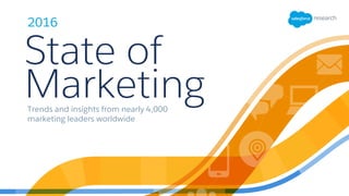 Trends and insights from nearly 4,000
marketing leaders worldwide
State of
Marketing
2016
 