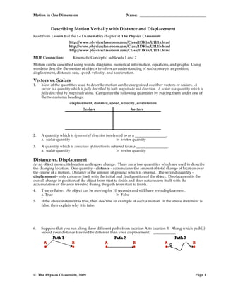 1d motion worksheet_packet | PDF 1d motion worksheet_packet | PDF