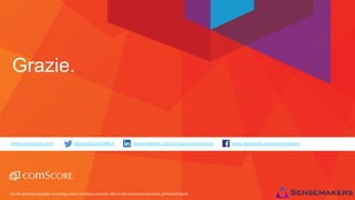 For info about the proprietary technology used in comScore products, refer to http://comscore.com/About_comScore/Patents
www.comscore.com @comScoreEMEA www.linkedin.com/company/comscore www.facebook.com/comscoreinc
Grazie.
 