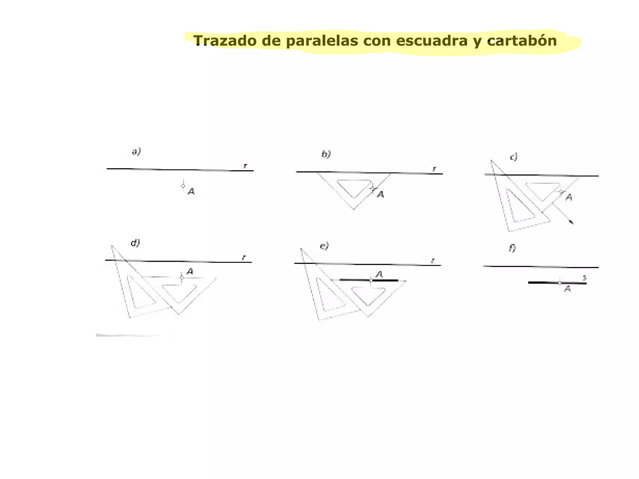 Trazado de paralelas con escuadra y cartabón
 