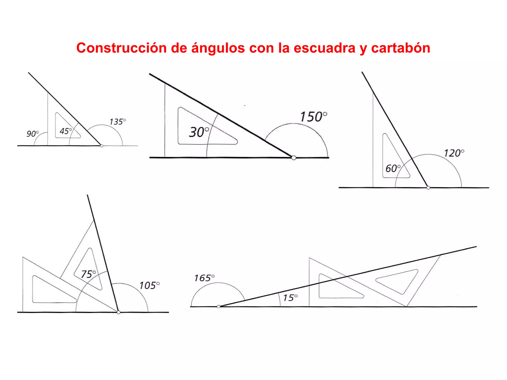 Construcción de ángulos con la escuadra y cartabón
 