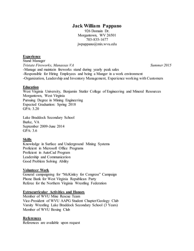 Resume Jack Pappano PDF - Resume Jack Pappano 1 638 