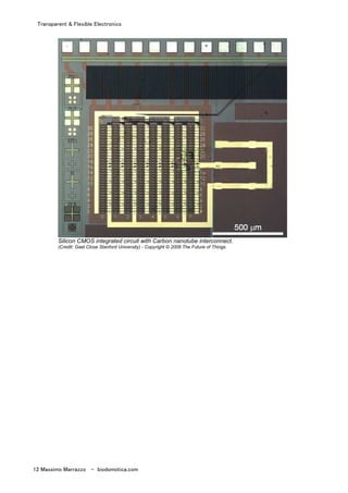 Transparent & Flexible Electronics
12 Massimo Marrazzo - biodomotica.com
Silicon CMOS integrated circuit with Carbon nanotube interconnect.
(Credit: Gael Close Stanford University) - Copyright © 2008 The Future of Things.
 