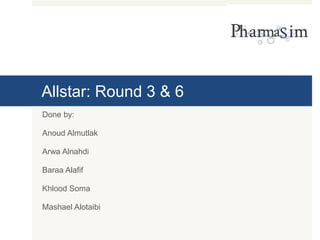 Allstar: Round 3 & 6
Done by:
Anoud Almutlak
Arwa Alnahdi
Baraa Alafif
Khlood Soma
Mashael Alotaibi
 