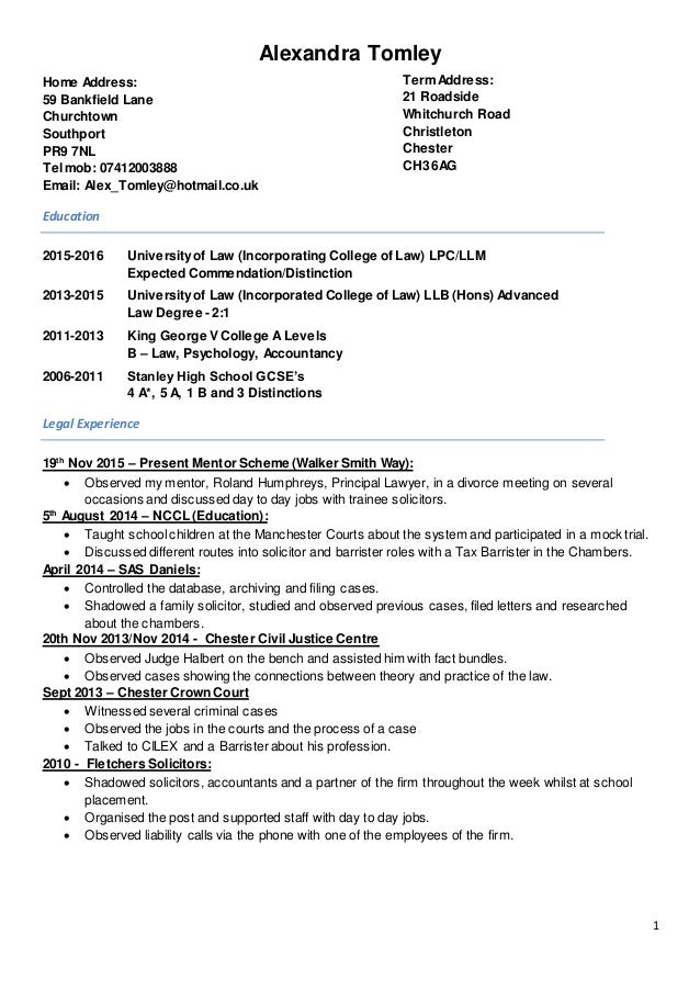 trainee solicitor cv