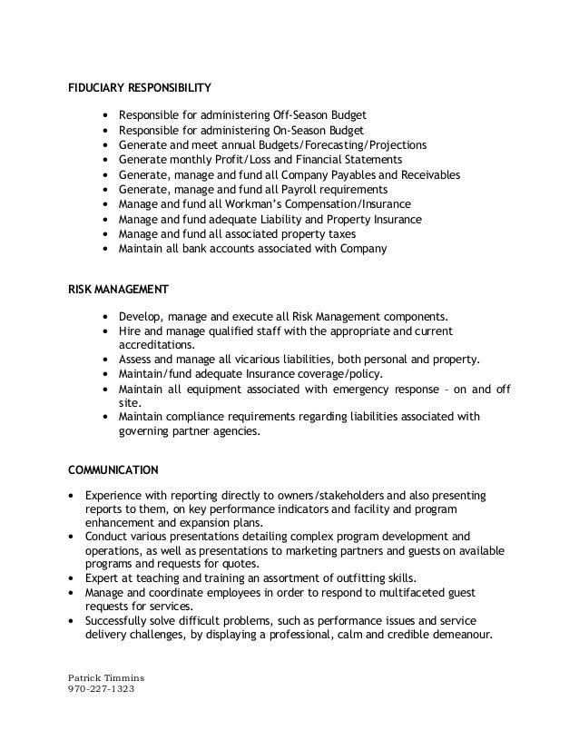 resume responsibility