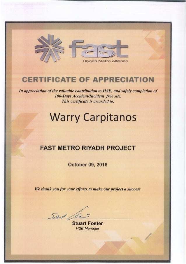 second safety award safety award certificate