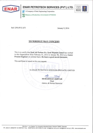 ENAR Experience letter | PDF