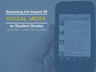 Assessing the Impact Of
on Student Grades
Social Media
Jake Frasier / Florida State University
 