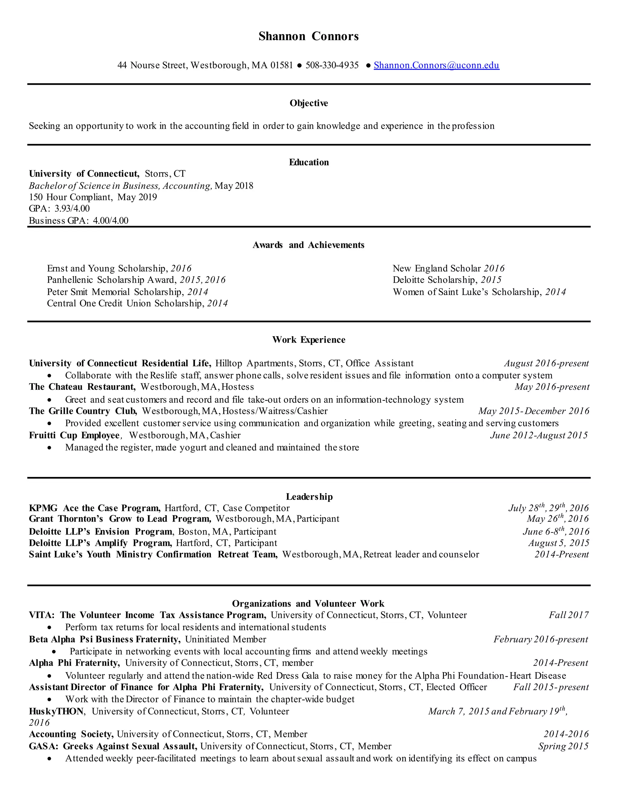 Uconn Resume PDF Uconn Resume PDF