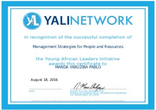 Management Strategies for People and Resources
MANDA YABUZIBA PABLO
August 18, 2016
 