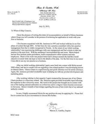 Marcus Castillo Reference Letter 7-23-15