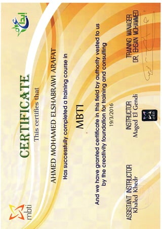 0067 MBTI Training Certificate | PDF