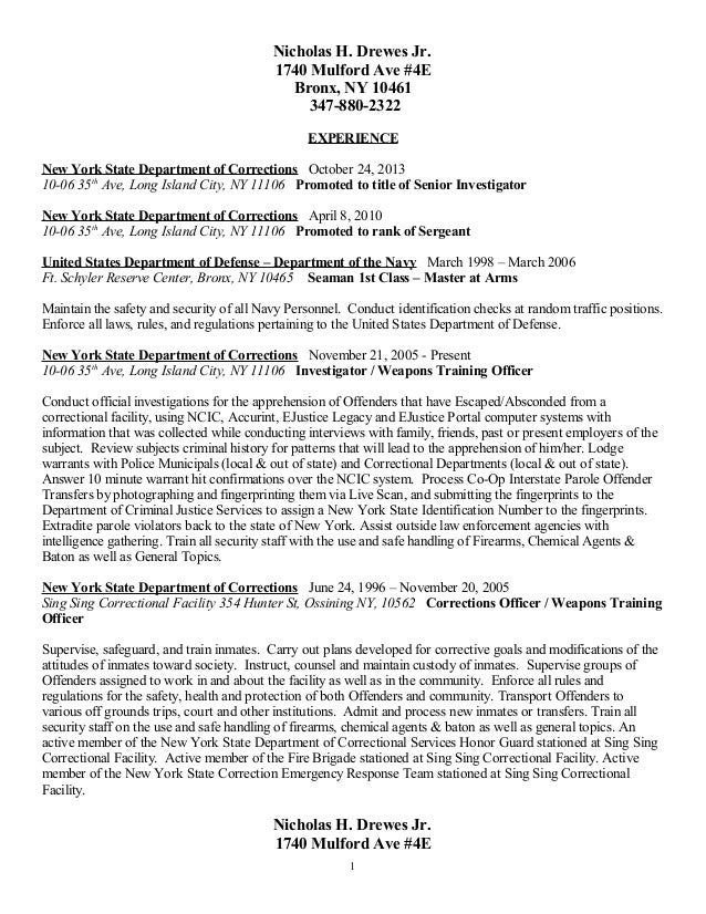 corrections resume