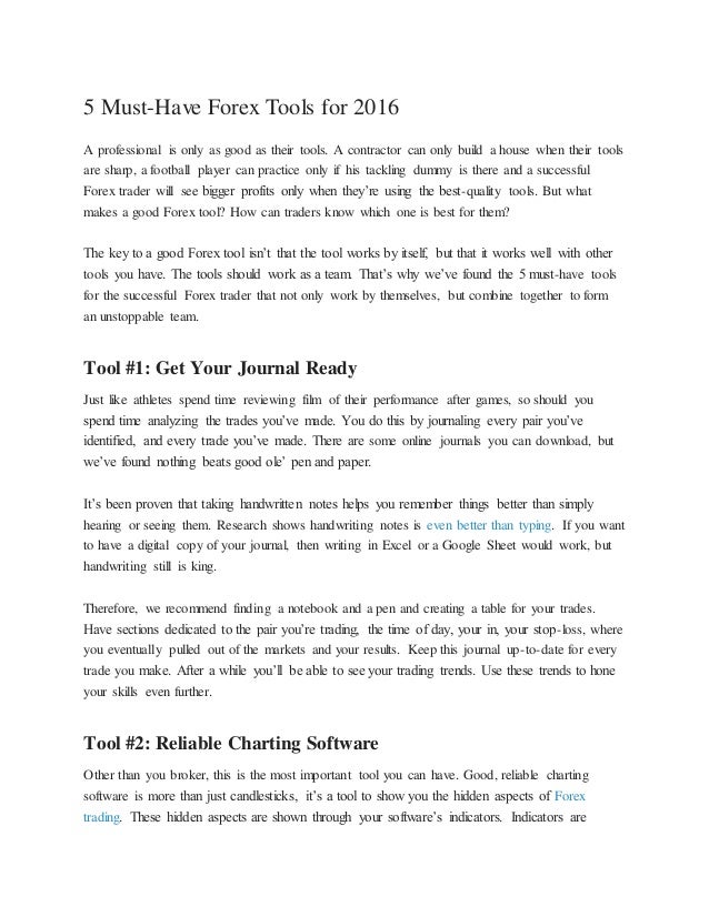 Must Have Forex Tools For 2016 - 