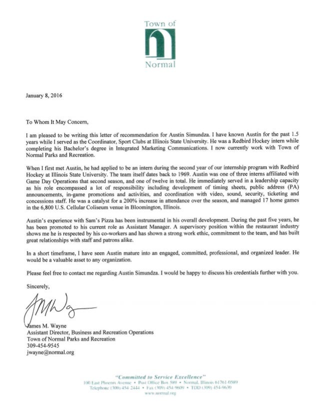 professional letter of recommendation