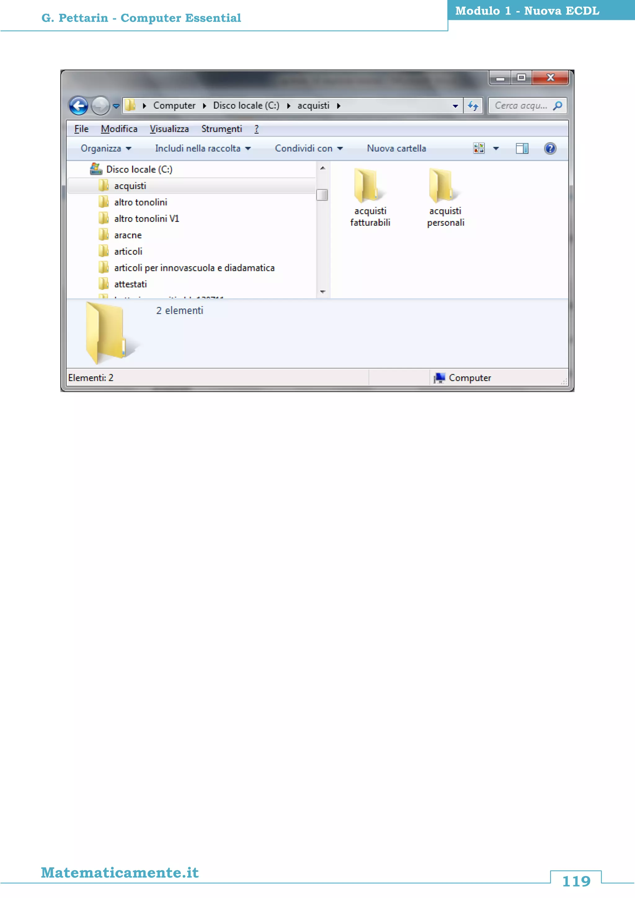 119
Matematicamente.it
Modulo 1 - Nuova ECDL
G. Pettarin - Computer Essential
 