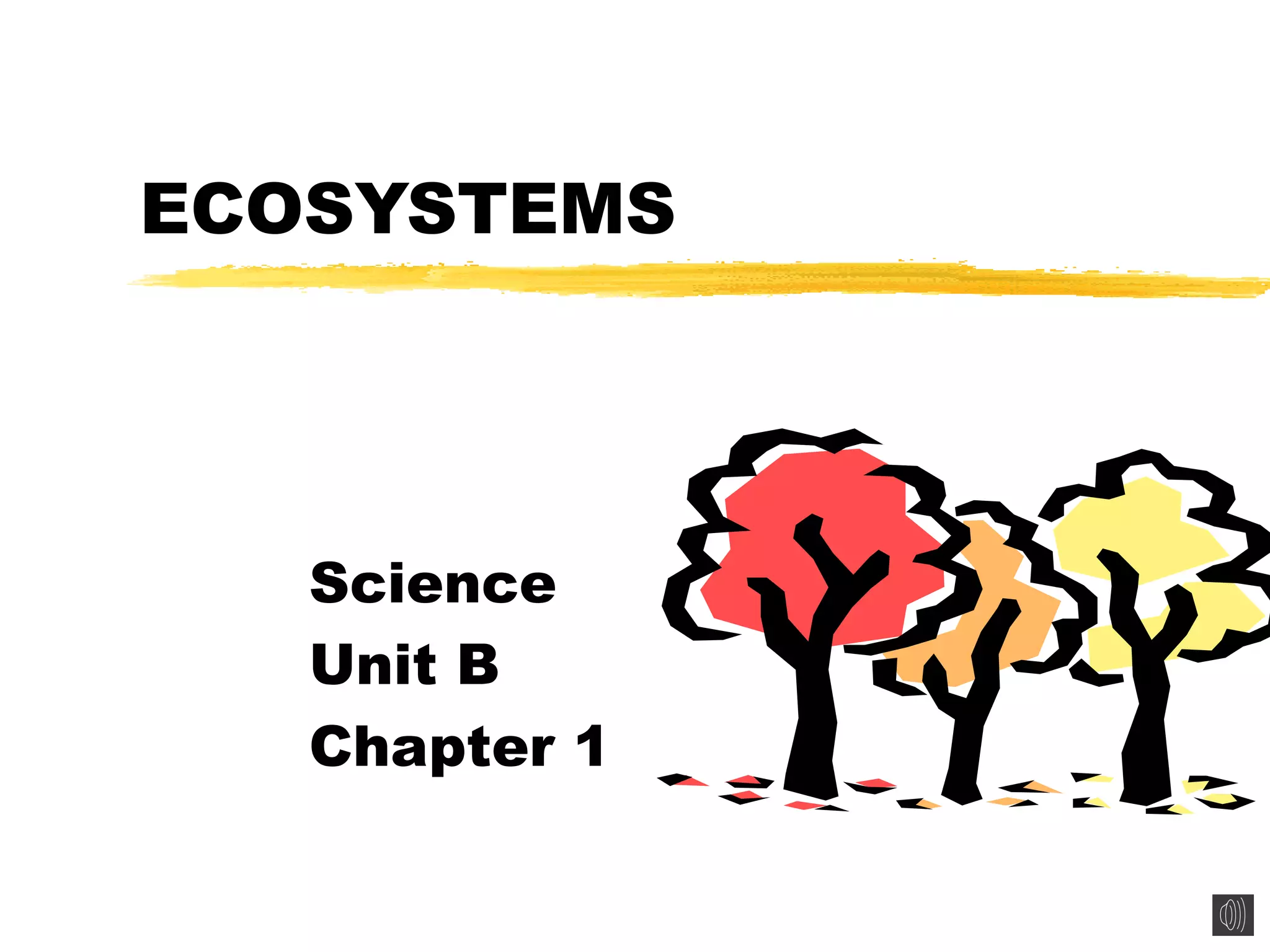 ECOSYSTEMS
Science
Unit B
Chapter 1
 