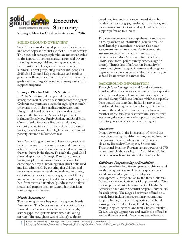 Executive summary for strategic management picture