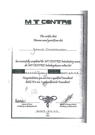 2009 Certificates obtained
