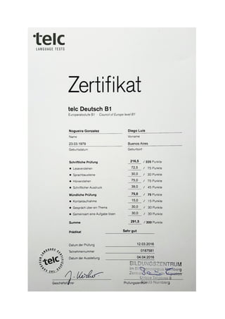 DN - TELC BZ Nuernberg - B1 Zertifikat