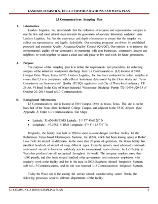 L3 Communications Sampling PlanA | DOCX | Logistics | Business