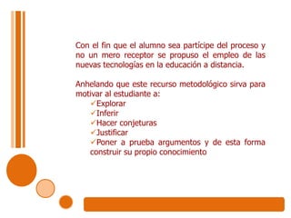 Permite la actualización del material didáctico permanentemente.Es compatible con la educación presencial en cumplimiento del programa académico(similitud). 